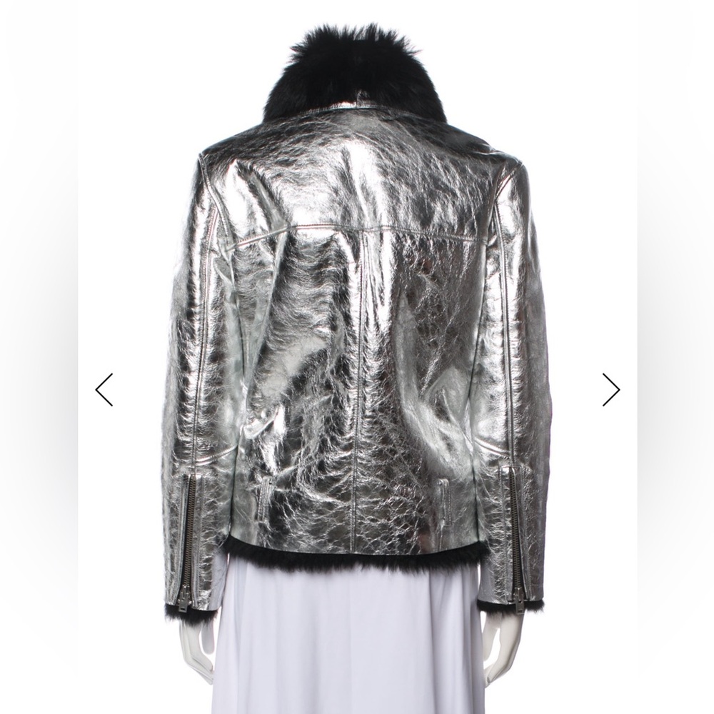 IRO Silver Shearling Leather Jacket - Picture 5 of 10